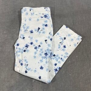 GAP Women's Size 4R White Blue Slim City Floral Print‎ Pants Casual Chino